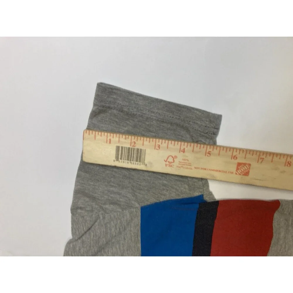 Levi's Kids Striped Logo T-Shirt Gray Blue Red Cotton Crew Neck Sz 10